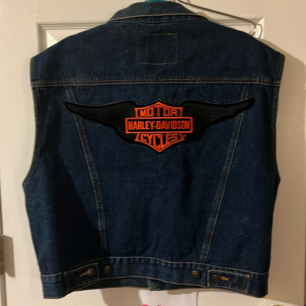 Harley-Davidson sleeveless jean jacket by campus rugged country (3)